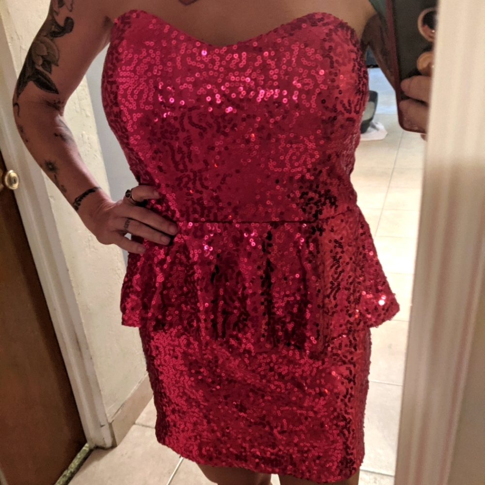 Hot pink sequin Madonna material girl size 11